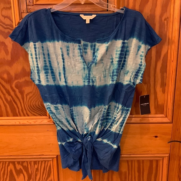 Lucky Brand Tops - NWT Lucky Brand tie front tye dye blue top size M